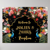Peacock Moody Floral Indiaas welkomstbord Poster (Voorkant)