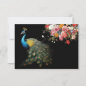 Peacock Moody Floral Indiase bruiloft RSVP Kaart (Achterkant)