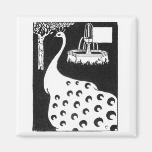 Peacock-motief, van "Le Morte d'Arthur" (litho) Magneet