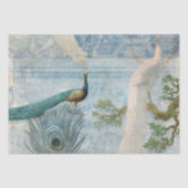 Peacock n Feathers Blue en White Craft Decoupage Tissuepapier (Voorkant)