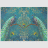 Peacock n Feathers Paar Donkerblauw Decoupage Tissuepapier (Voorkant)