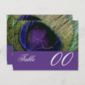 Peacock n paarse tafel nummer briefkaart (Voorkant / Achterkant)