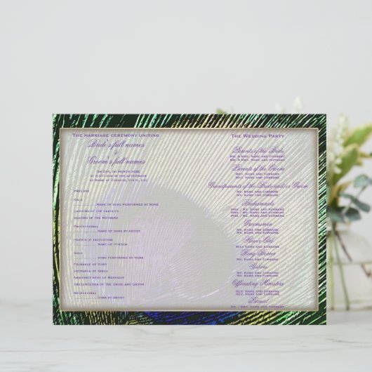 Peacock n violet programme de mariage modèle (Debout devant)