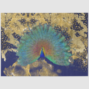  Peacock Navy Blue Gold Leopard Tissuepapier