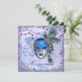 Peacock New Years Masquerade Party Kaart (Staand voorkant)