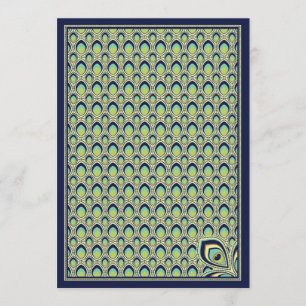 Peacock Nouveau Invitation (marine) Kaart
