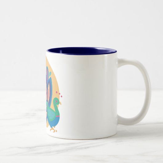 Peacock One Tweekleurige Koffiemok (Rechts)