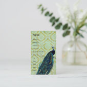 Peacock op Damask Pattern Visitekaartje (Staand voorkant)