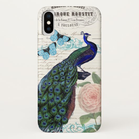 Peacock op Franse Ephemera Collage Case-Mate iPhone Case (Achterkant)