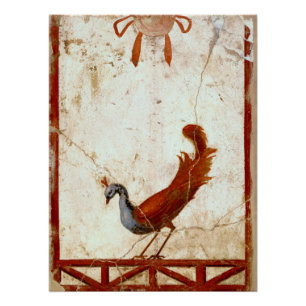 Peacock op Fresco Ancient Roman Antiek schilderen Perfect Poster