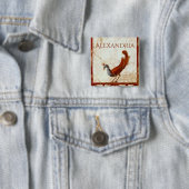 Peacock op Fresco Ancient Roman Antiek schilderen Vierkante Button 5,1 Cm (In situ)