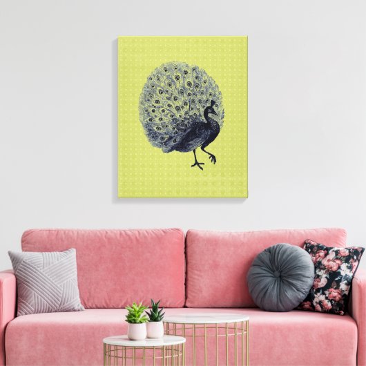  Peacock op groen - omhuld Canvas (Insitu (Woonkamer))