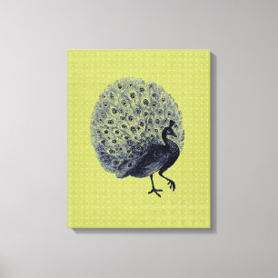Peacock op groen - omhuld Canvas Afdruk