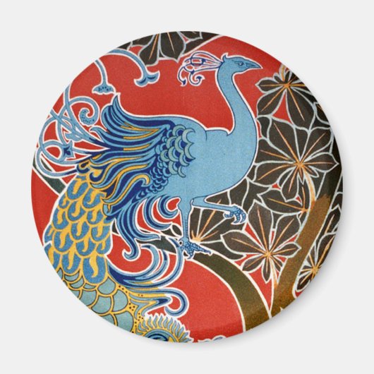 Peacock op rood magneet (Voorkant)