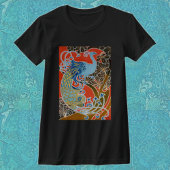 Peacock op rood t-shirt
