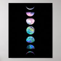 Peacock Opal Moon Cycle Art Afdrukken
