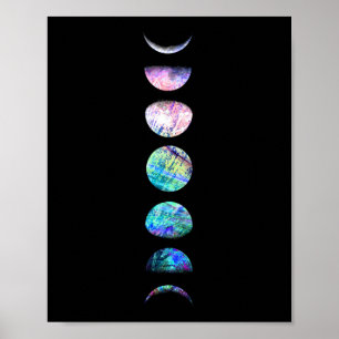 Peacock Opal Moon Cycle Art Afdrukken Poster