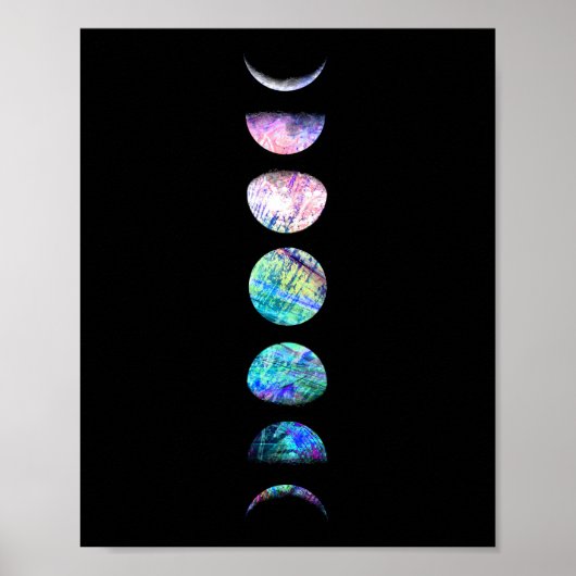 Peacock Opal Moon Cycle Art Afdrukken Poster (Voorkant)