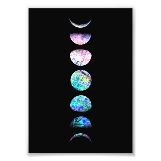 Peacock Opal Moon Phases Art Print Foto Afdruk (Voorkant)