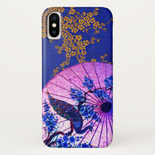 Peacock oriental parasol japanese kers blossom iPhone x hoesje