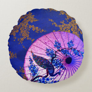 Peacock oriental parasol japanese kersenbloesem rond kussen