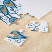 Peacock over Blauwgroen illustratie Legpuzzel (Zijkant)