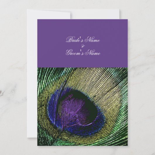 Peacock over paarse bruiloft kaart (Voorkant)