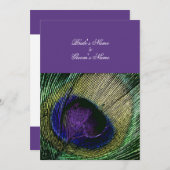 Peacock over paarse bruiloft kaart (Voorkant / Achterkant)