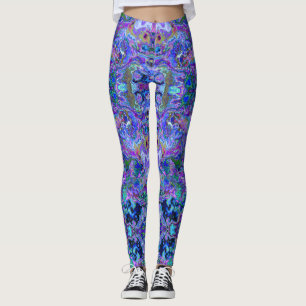 Peacock Paars, blauw en groen gemarmerde look Leggings