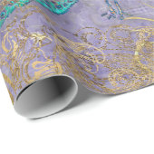 Peacock Paars Gold Rococo - ontkoppeling van scrol Cadeaupapier (Rol Hoek)