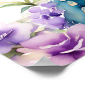 Peacock paarse bloemen Indiase bruiloft welkom tek Poster (Hoek)