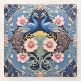 Peacock Pair Coaster Glazen Onderzetter