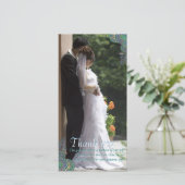 Peacock Paisley Mariage Carte photo Merci (Debout devant)