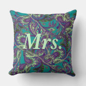Peacock Paisley Paars en Green Brides Kussen (Voorkant)