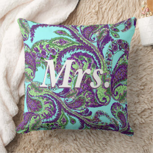 Peacock Paisley Paars en Green Brides Kussen