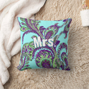 Peacock Paisley Paars en Green Choose Colors Kussen