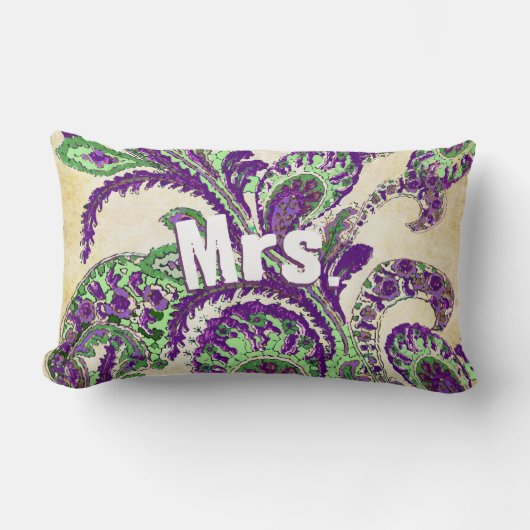 Peacock Paisley Paars en Green Choose Colors Kussen (Voorkant)