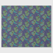 Peacock Paisley Pattern Blue Cadeaupapier (Vlak)