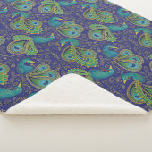 Peacock Paisley Pattern Blue Sherpa Deken (3/4)