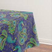 Peacock Paisley Pattern Blue Tafelkleed (Voorbeeld)
