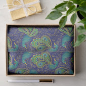 Peacock Paisley Pattern Blue Tissuepapier (Geschenk)