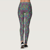 Peacock Paisley Pattern Purple Leggings (Achterkant)