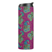 Peacock Paisley Royal Pink Fuchsia Monogram Thermosbeker (Gedraaid links)