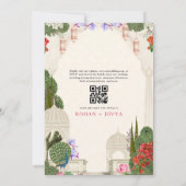 Peacock Palm Garden Indische kleurrijke bruiloft Kaart (Achterkant)