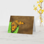 Peacock Pansy Butterfly Kaart (Gele Bloem)