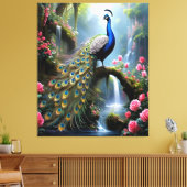 Peacock Paradise Canvas Afdruk (Insitu (Woonkamer))