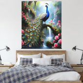 Peacock Paradise Canvas Afdruk (Insitu (Slaapkamer))