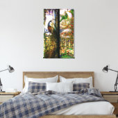 Peacock Parrot Bird Glas in lood Stretched Canvas (Insitu (Slaapkamer))