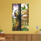 Peacock Parrot Bird Glas in lood Stretched Canvas (Insitu (Woonkamer))