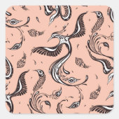 Peacock Pattern Artistic Bird Square Sticker (Voorkant)